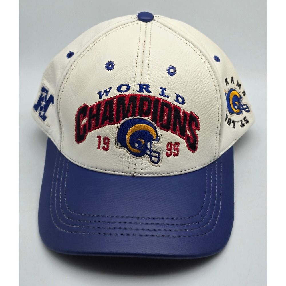 Vintage Pro Line St Louis Rams 1999 World Champions Leather Hat White 90s NFL